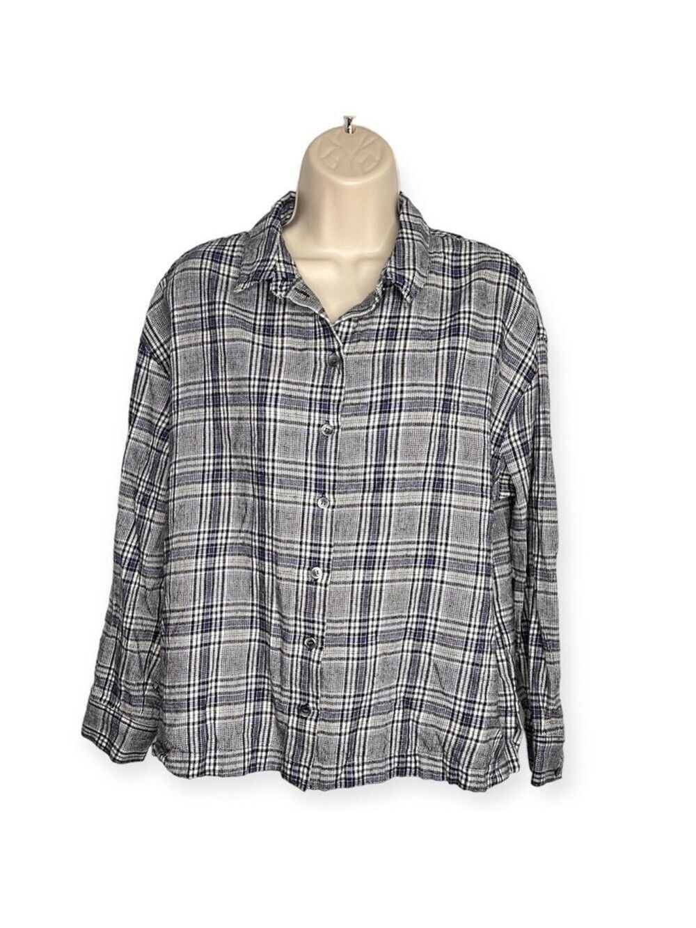 Madewell Plaid Long Sleeve Button Front Top Women's Size M